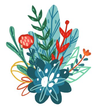 Vektör el çizilmiş çiçek buketi.