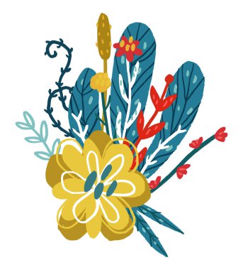 Vektör el çizilmiş çiçek buketi.