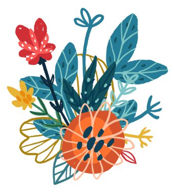 Vektör el çizilmiş çiçek buketi.