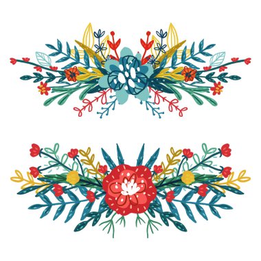 çiçek buketleri kümesi.