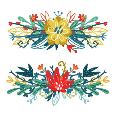 çiçek buketleri kümesi.