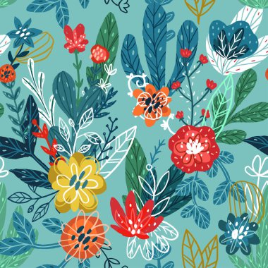 Kusursuz El Çizimi Çiçek deseni.