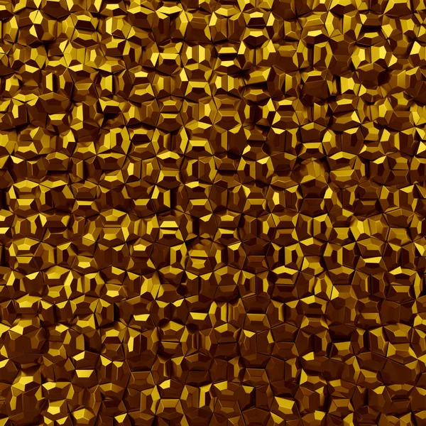 Yellow metallic abstract pentagons backdrop — Stock Photo, Image