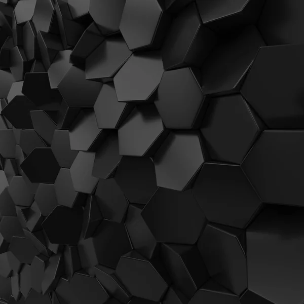 Black metallic abstract hexagon backdrop — Stock Photo, Image