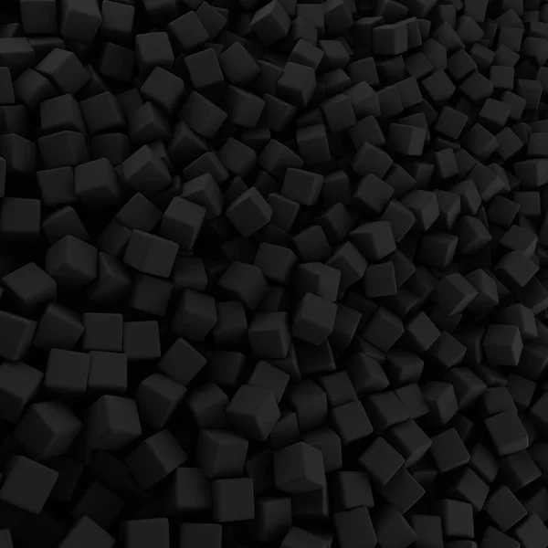 Preto monte abstrato de cubos pano de fundo. Contraste 3d renderização polígonos geométricos, como parede áspera. Quarto interior — Fotografia de Stock