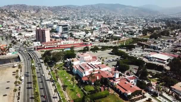 Luchtfoto Van Hotel Riviera Del Pacfico Ensenada Baja California — Stockvideo