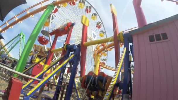 Park tematyczny Santa Monica Pier Los Angeles — Wideo stockowe