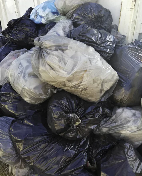 trash bags near the dumpster