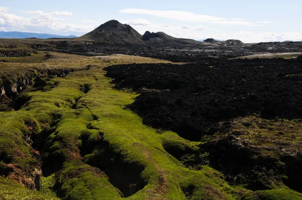 Siyah volkanik topraklara sahip İzlanda manzaraları
