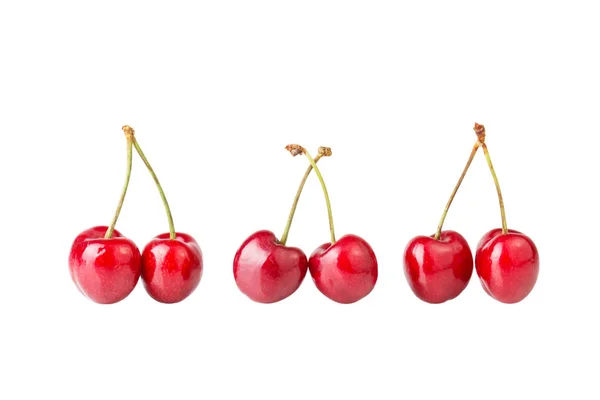 Red cherry berries collection of three pairs Stock Photo