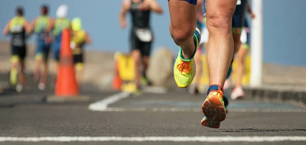 Marathon Met Ras Lopers Voeten Weg — Stockfoto