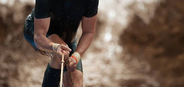 Mud Race Löpare Extrema Hinder Lopp — Stockfoto