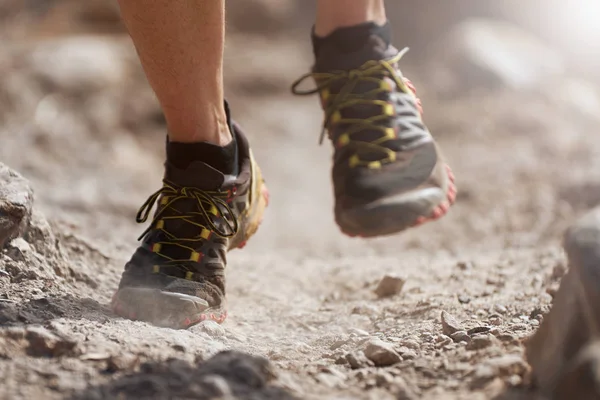 Trail Running Action Primer Plano Zapatillas Running Acción —  Fotos de Stock