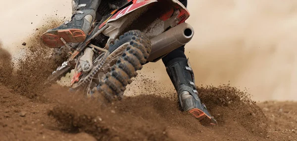 Fahrer Motocross Rennen Das Hinterrad Motocross Motorrad — Stockfoto