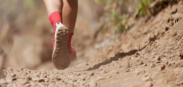 Trail Running Action Primer Plano Zapatillas Running Acción —  Fotos de Stock