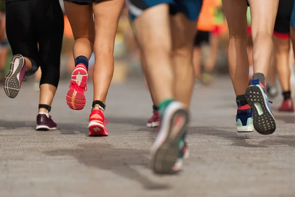 Carrera Maratón Gente Pies Carretera Ciudad — Foto de Stock