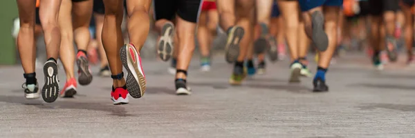 Marathon Running Race People Feet City Road — Stock Photo, Image