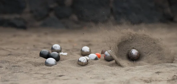 Металеві Кульки Петанки Куля Піску — стокове фото