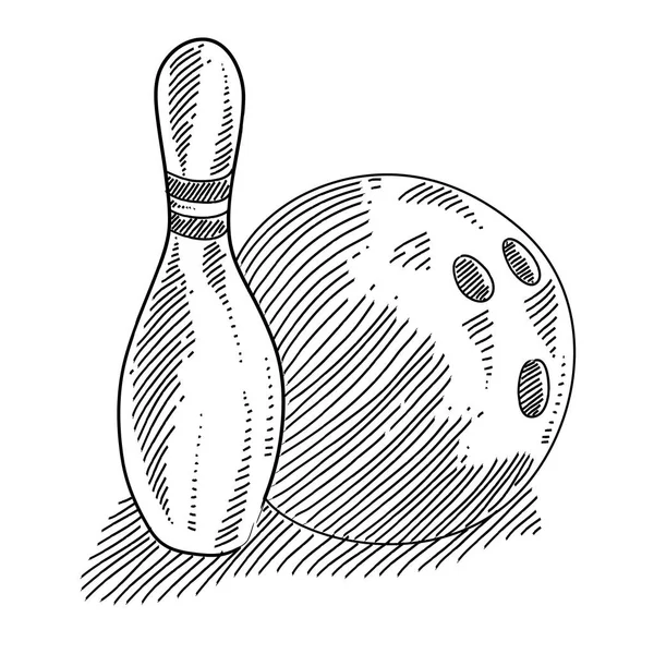 Bowlingball Und Kegel Auf Weißem Hintergrund Vektorillustration — Stockvektor