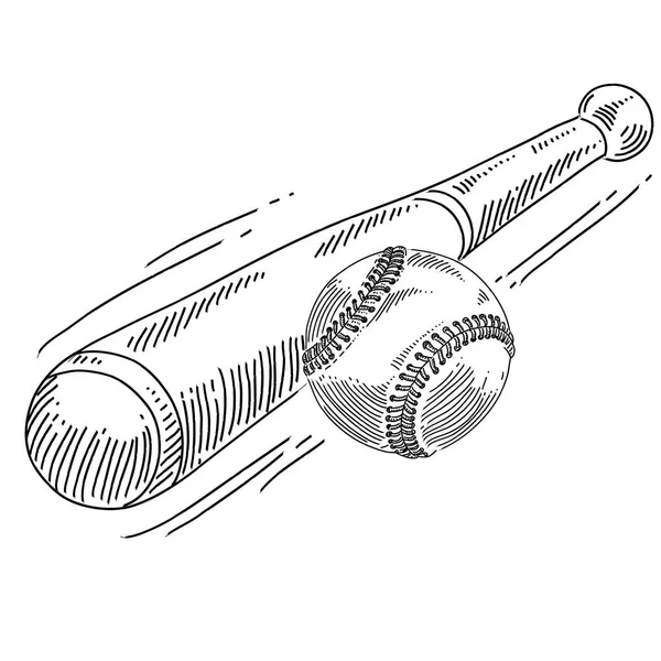 Бейсбольный Мяч Бита Белом Фоне Векторная Иллюстрация Стоковая Иллюстрация