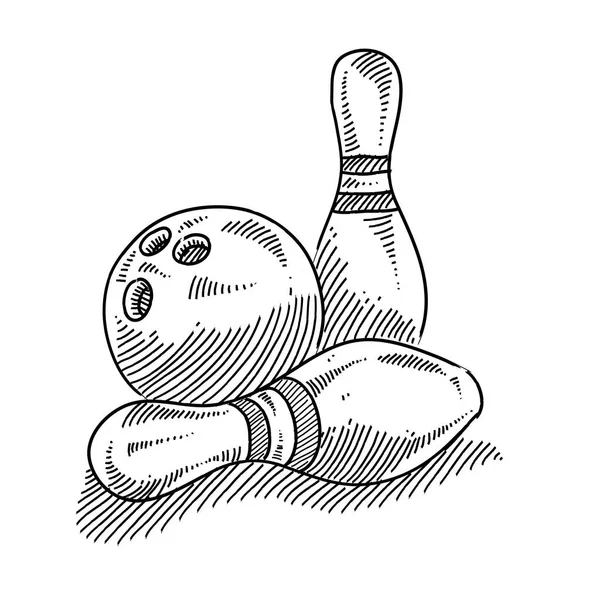 保龄球和小品在白色背景 向量例证 免版税图库插图