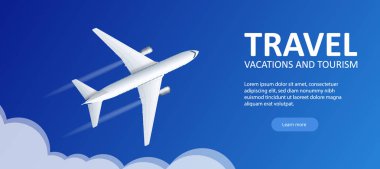 Seyahat ve Turizm arka plan. Satın alma ya da online bilet rezervasyonu. Seyahat, dünya çapında iş uçuşlar. Düz vektör çizim