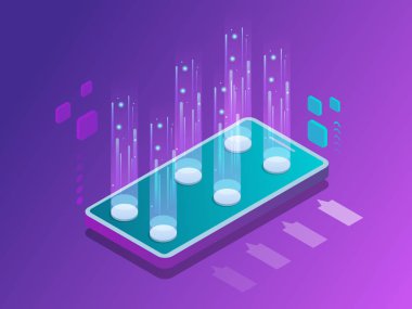 İzometrik mobil uygulamalar kavramı. Programlama ve kodlama teknolojileri kavramını geliştirmek. UX UI kullanıcı arayüzü ve kullanıcı sürecinde tecrübe