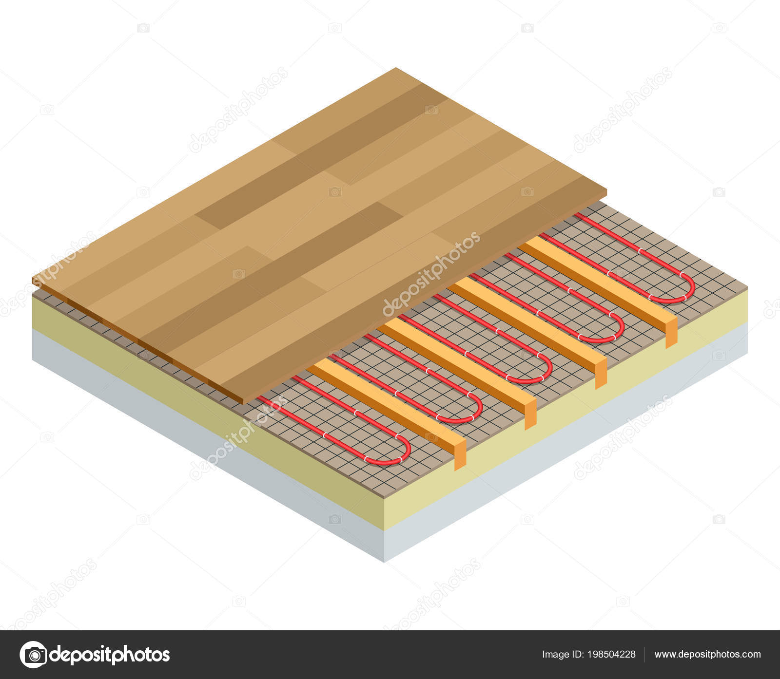 Isometric Layers Of Infrared Floor Heating System Under Laminate Isometric Layers Of Infrared Floor Heating System Under Laminate Concept Underfloor Vector Ilration