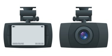 Beyaz arka plan üzerinde izole ön cam üzerinde araba Dvr taşınabilir mobil Dvr Kamera Kamera Lcd ekran ile yüklü