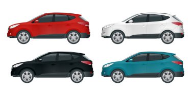 Beyaz arka plan üzerinde araba vektör şablonu. Kompakt crossover, Cuv, 5 Kapılı steyşın araba. Şablon vektör izole. Yan görüntüle.