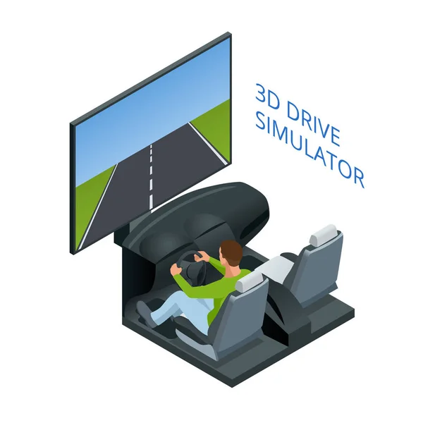 デザイン コンセプトは教習所や運転を学んでします。フラット アイソメ図. — ストックベクタ