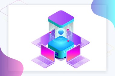 İzometrik kuantum hesaplama veya Supercomputing. Bir kuantum bilgisayarı kuantum hesaplama gerçekleştirir bir cihazdır. Vektör çizim