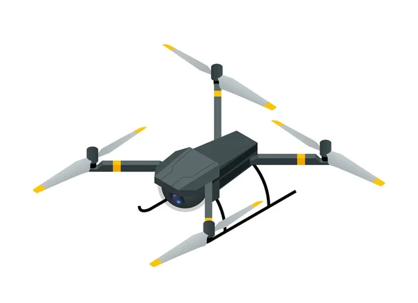 Isometrische elektrische drahtlose rc Quadrocopter Drohne mit Video- und Fotokamera für Luftaufnahmen isoliert auf weißem Hintergrund Vektor Illustration — Stockvektor