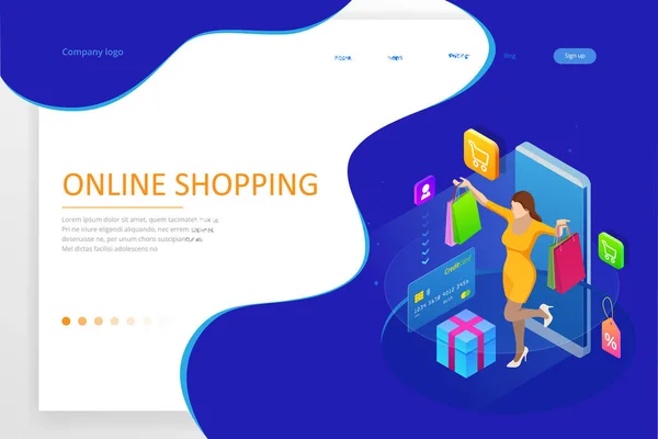 Zielseite Vorlage des Online-Shopping-Konzepts. — Stockvektor