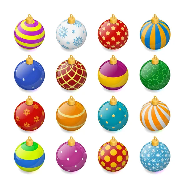 Boules de Noël isométriques mis isolé sur fond blanc. Jouet de Noël pour sapin. Illustration vectorielle . — Image vectorielle