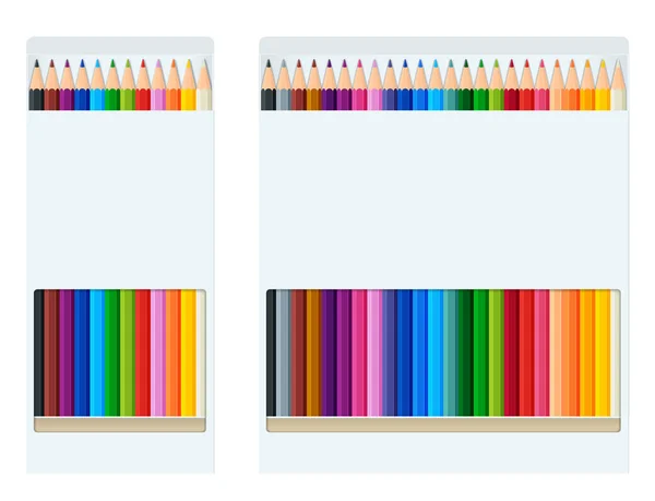 Estilo realista afilado crayones de colores o lápices de colores estilo arco iris aislar sobre fondo blanco. Conjunto de ilustraciones vectoriales — Archivo Imágenes Vectoriales