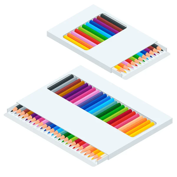 Des crayons de couleur isométrique ou des couleurs crayon style arc-en-ciel isolent sur fond blanc . — Image vectorielle