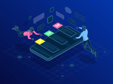 Sosyal medya ağı. İnsanlar dünyanın her yerinde bağlanma. İnsanlar bırakarak Yorumlar ve mesajlar için seviyor. Vektör çizim