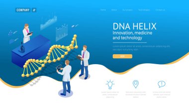 İzometrik Dna sarmalı, Dna analiz kavramı. Dijital mavi arka plan. Yenilik, tıp ve teknoloji. Web sayfası veya tasarım şablonları apge borç verme