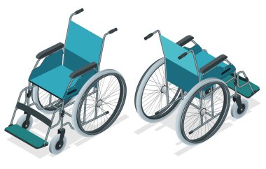 İzole izometrik tekerlekli sandalye. Yürümek zor veya imkansız hastalık, yaralanma ya da sakatlık nedeniyle olduğunda kullanılan tekerlekli sandalye. Tıbbi destek teçhizatı.