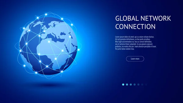 Globalna sieć połączenie koncepcji. Najlepszy Internet, globalnego biznesu. World map punkt i linia skład ilustracji wektorowych — Wektor stockowy