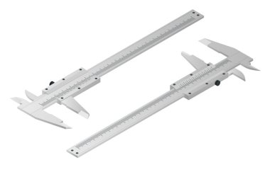 Beyaz izole izometrik Çap pergeli. Vernier Kaliper, metal donanımları mühendisliği iş ölçüm araçları. Bir nesnenin iki ters iki taraf arasındaki mesafeyi ölçmek için kullanılan aygıt