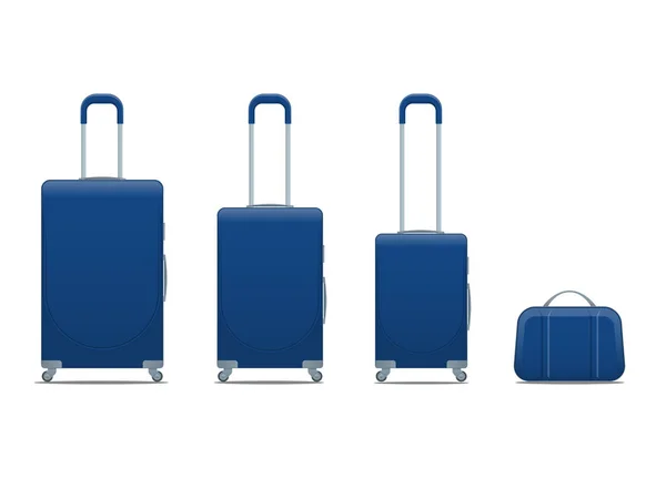 Différents colorés affaires et famille sac à bagages de voyage de vacances, bagage à main moderne. Ensemble de valises et sacs à dos isolés sur blanc . — Image vectorielle