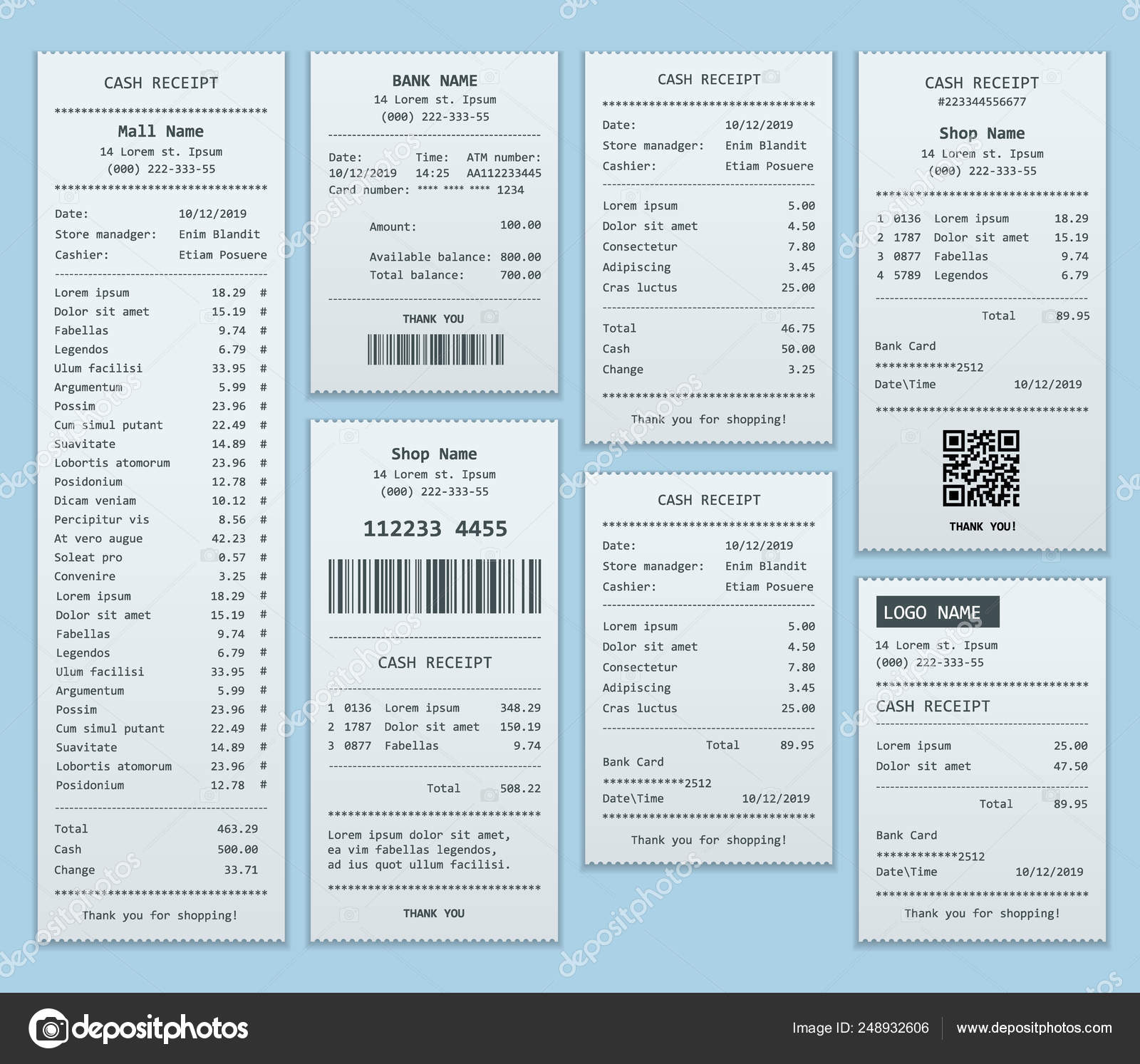 Download Set Paper Check And Financial Check Isolated Cash Register Sales Receipts Printed On Thermal Rolled Paper Cash Receipt Vector Illustration Vector Image By C Golden Sikorka Vector Stock 248932606