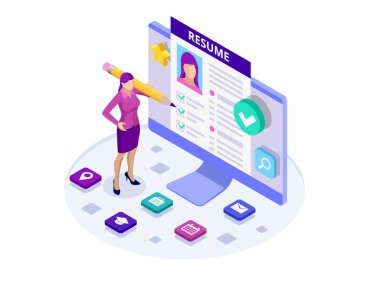 İzometrik kadın ve cv belgeleri devam. Reklam, iş fırsatı işe. Profesyonel personel arama, özgeçmiş, analiz çalışması, kağıtları makaleler
