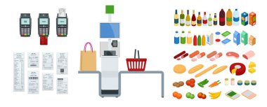 İzometrik Self-Servis kasiyer veya terminal. Self-Servis checkout süpermarket ile gelin.