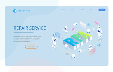 Rpa, yapay zeka, robot oluşum otomasyon, fintech veya makine dönüşüm ai izometrik kavramı. Açılış sayfası şablonu