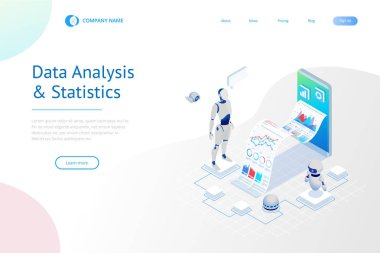 İzometrik sohbet bot ve online anket. Online sınav, anket formu, online eğitim, internet quiz. Yapay zeka. AI ve iş IoT konsepti.