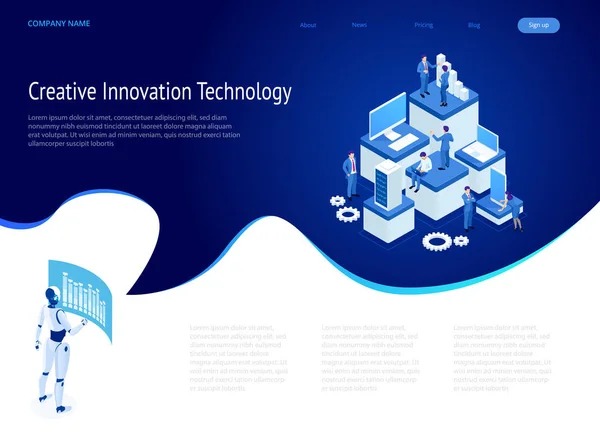 Equipe de especialistas isométricos para análise de dados, estatística de negócios, gestão, consultoria, marketing. Análise avançada, pesquisa, auditoria, demografia, Inteligência Artificial, planejamento, gestão —  Vetores de Stock