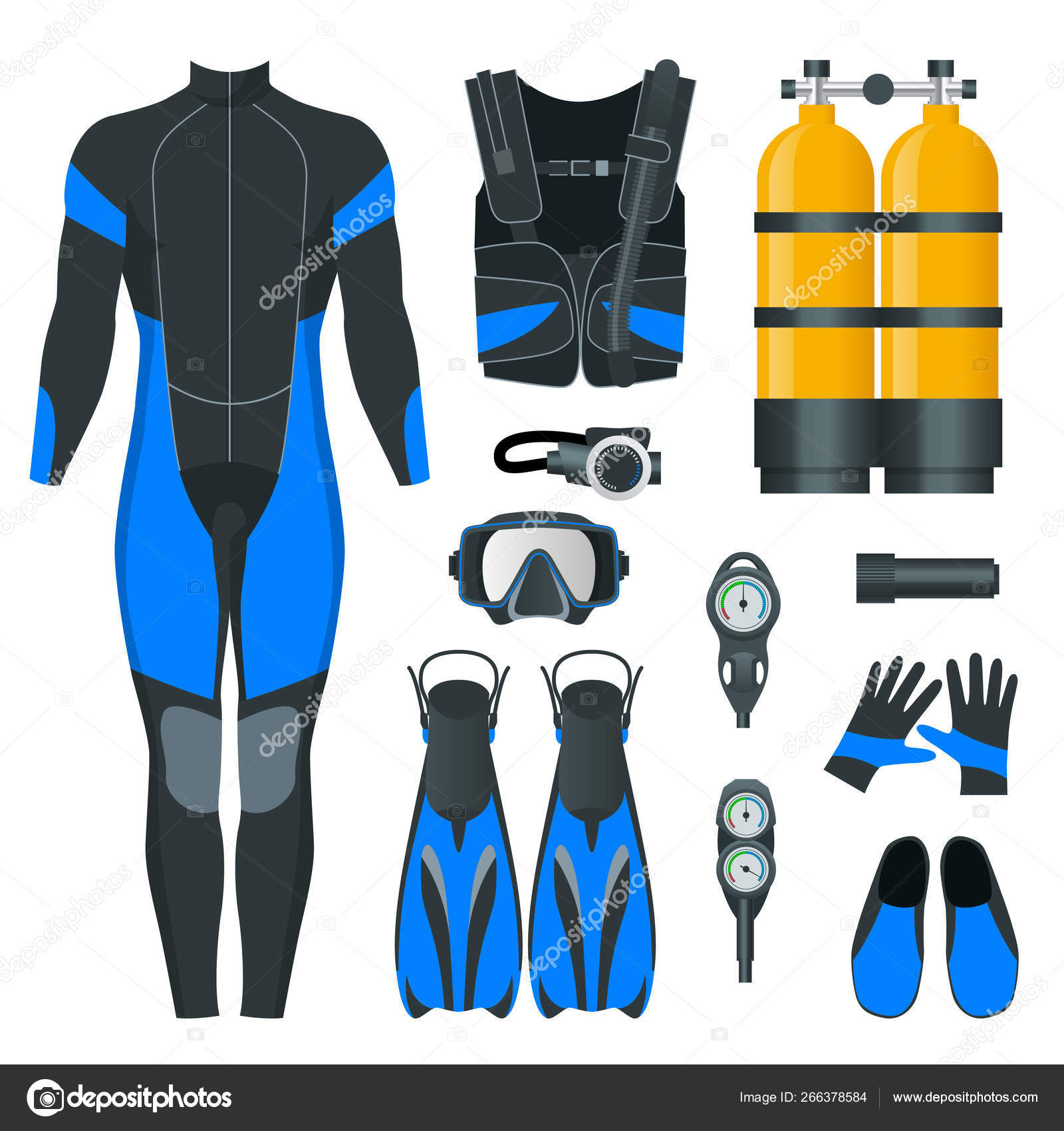 Man s Scuba gear and accessories. Equipment for diving. IDiver